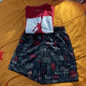 Air Jordan Boys T-Shirt & Jersey Shorts Set Like New Size 6/7 yrs
